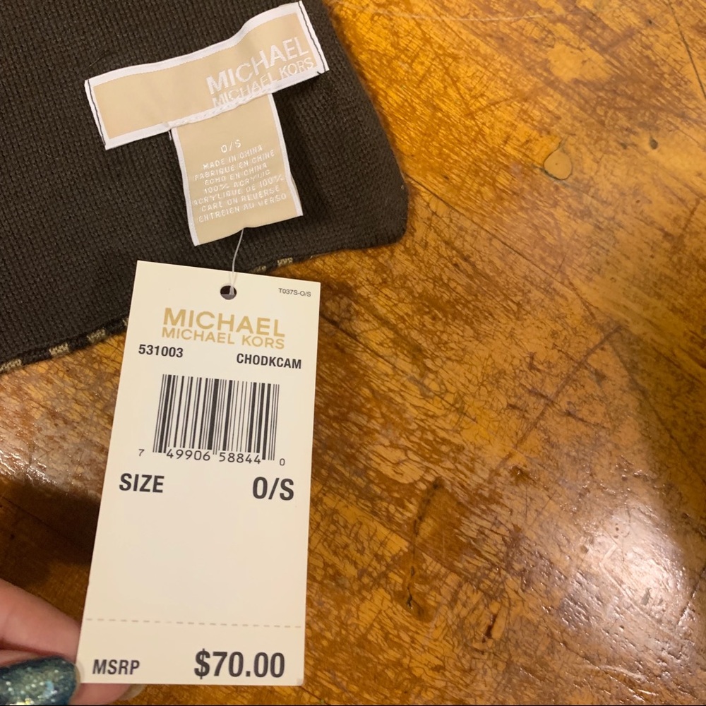 Michael Kors brown caramel long scarf logo gold - Picture 2 of 4
